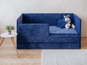 Диван-кровать Happy (синий) в Тикси - tiksi.mebel-nsk.ru | фото