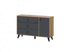 Комод 3ящ. и 1ств. Байкал (дуб крафт золотой/графит) в Тикси - tiksi.mebel-nsk.ru | фото