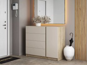 Комод Бостон  КМ-001 (дуб крафт серый/кашемир) в Тикси - tiksi.mebel-nsk.ru | фото