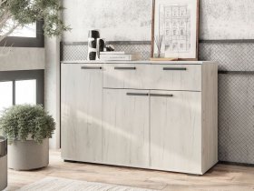 Комод Стандарт-4 NEW (дуб крафт белый) в Тикси - tiksi.mebel-nsk.ru | фото