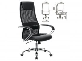 Кресло офисное BRABIX PREMIUM Stalker EX-608 CH, хром, ткань-сетка/кожзам, черное в Тикси - tiksi.mebel-nsk.ru | фото