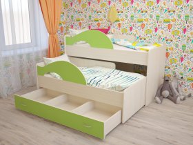 Кровать детская двухуровневая Радуга 80*160 в Тикси - tiksi.mebel-nsk.ru | фото