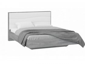 Кровать двуспальная 1,6 м «Миранда» Тип 1 (Дуб Гамильтон/Белый глянец) в Тикси - tiksi.mebel-nsk.ru | фото