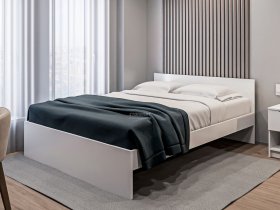 Кровать двуспальная 1,6м Бруклин СБ-3354 (белый) в Тикси - tiksi.mebel-nsk.ru | фото