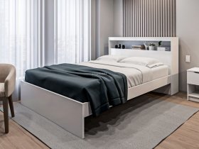 Кровать двуспальная 1,6м Бруклин СБ-3356 (белый) в Тикси - tiksi.mebel-nsk.ru | фото