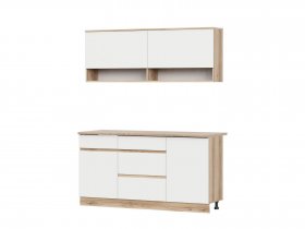 Кухонный гарнитур 1,6м Брауни (дуб делано/белый) в Тикси - tiksi.mebel-nsk.ru | фото