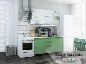 Кухонный гарнитур Бьянка (салатовые блестки) в Тикси - tiksi.mebel-nsk.ru | фото