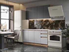 Кухонный гарнитур Ника 1,6 м (графит/серый софт) в Тикси - tiksi.mebel-nsk.ru | фото