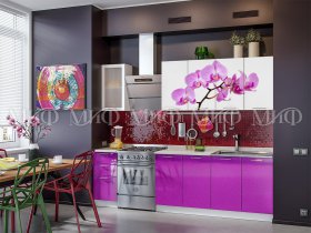 Кухонный гарнитур Орхидея (фиолетовый) в Тикси - tiksi.mebel-nsk.ru | фото