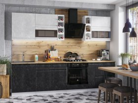 Модульная кухня Бруклин (белый/черный бетон) в Тикси - tiksi.mebel-nsk.ru | фото