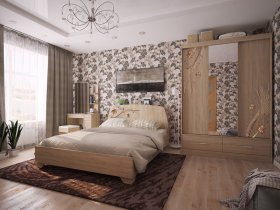 Модульная спальня Виктория-1 (дуб сонома) в Тикси - tiksi.mebel-nsk.ru | фото