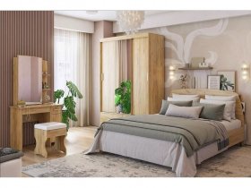 Модульная спальня Виктория-1 (дуб крафт золотой) в Тикси - tiksi.mebel-nsk.ru | фото