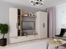 Модульная стенка Верона (сатин/дуб крафт серый) в Тикси - tiksi.mebel-nsk.ru | фото