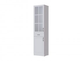 Пенал-витрина Апполия гостиная (белый/белый дуб) в Тикси - tiksi.mebel-nsk.ru | фото