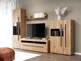 Модульная стенка Ницца (дуб вотан) в Тикси - tiksi.mebel-nsk.ru | фото