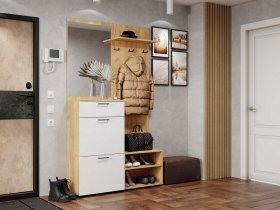 Прихожая Монтана (дуб крафт золотой/белый) в Тикси - tiksi.mebel-nsk.ru | фото
