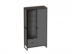 Шкаф 2 дв 2 ящ Нора (металл бруклин/графит) (гостиная) в Тикси - tiksi.mebel-nsk.ru | фото