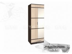 Шкаф двухстворчатый с зеркалом платяной-бельевой Сакура (BTS) в Тикси - tiksi.mebel-nsk.ru | фото