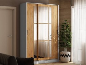 Шкаф-купе 1,4м «Стиль-2» (белый/дуб крафт золотой) в Тикси - tiksi.mebel-nsk.ru | фото