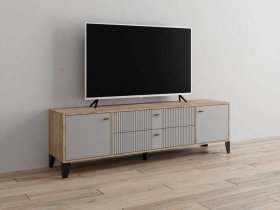Тумба под ТВ Парус-10 (дуб крафт серый/серый) в Тикси - tiksi.mebel-nsk.ru | фото