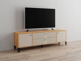 Тумба под ТВ Парус-10 (дуб крафт золотой/сантьяго софт) в Тикси - tiksi.mebel-nsk.ru | фото