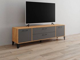 Тумба под ТВ Парус-13 (дуб крафт золотой/графит серый) в Тикси - tiksi.mebel-nsk.ru | фото